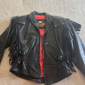 Harley-Davidson Black Leather Jacket with Fringe